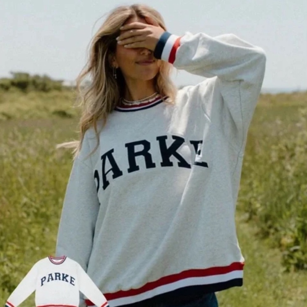 Parke Gray Sweatshirt with Red and Blue Accents